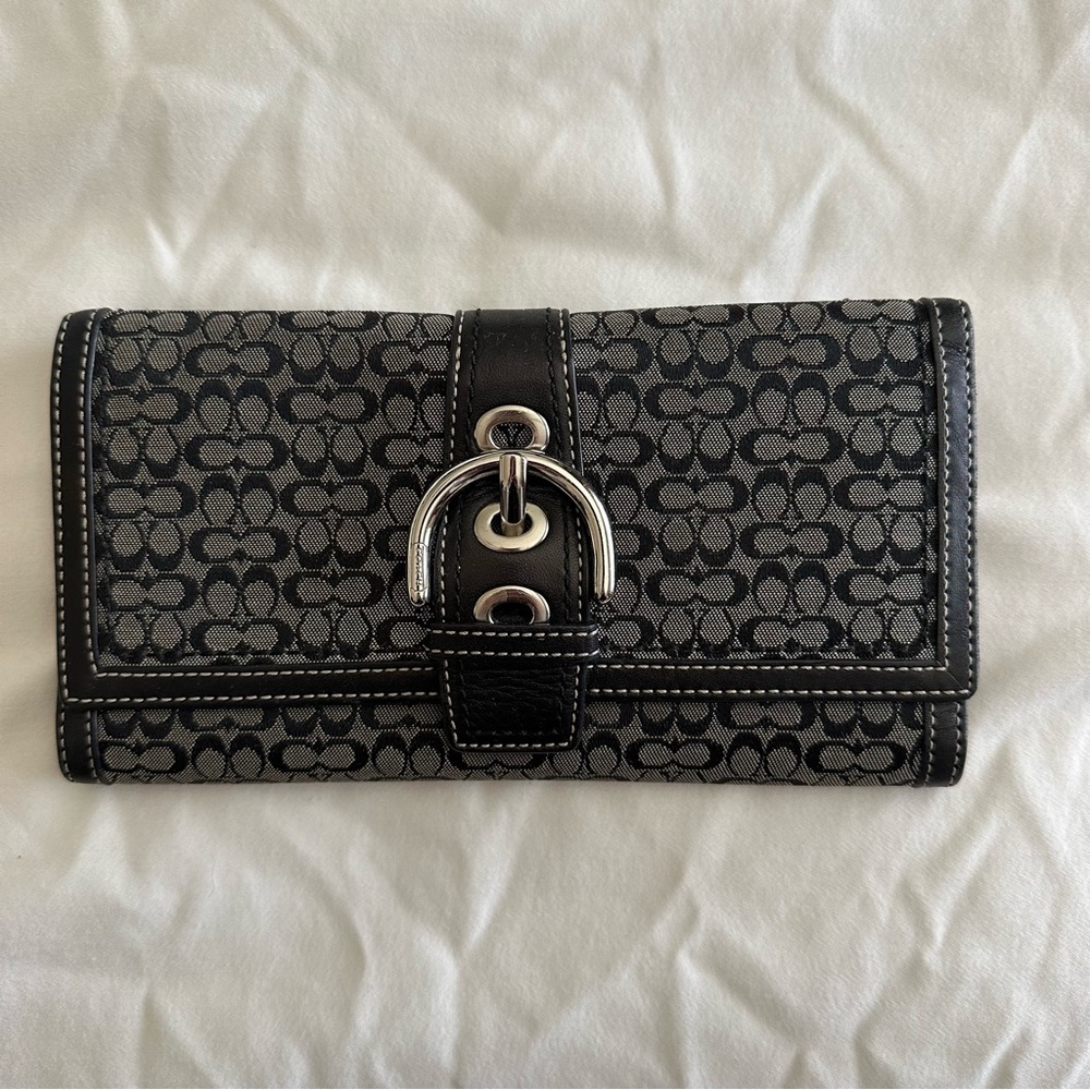 Coach monogram trifold wallet